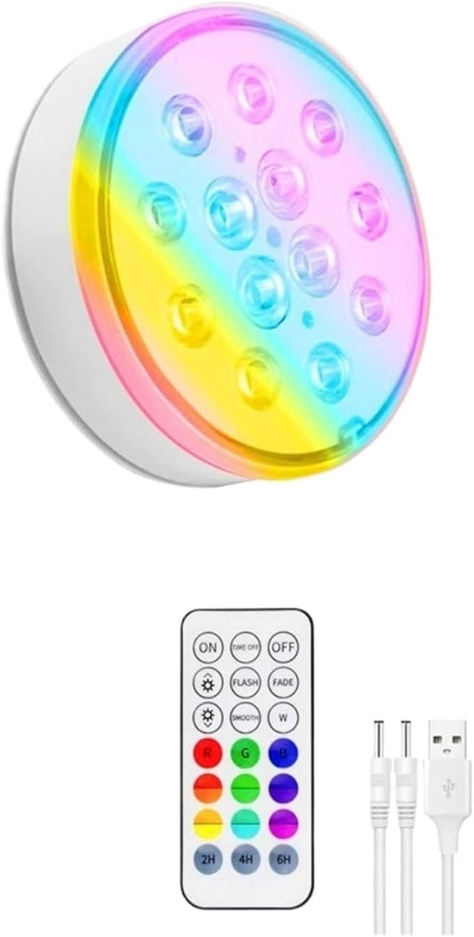 USB Rechargeable Pool Light Waterproof LED RGB RF Remote Control Diving Light Swimming Pool Underwater Decorative Lamp(1 PCS)