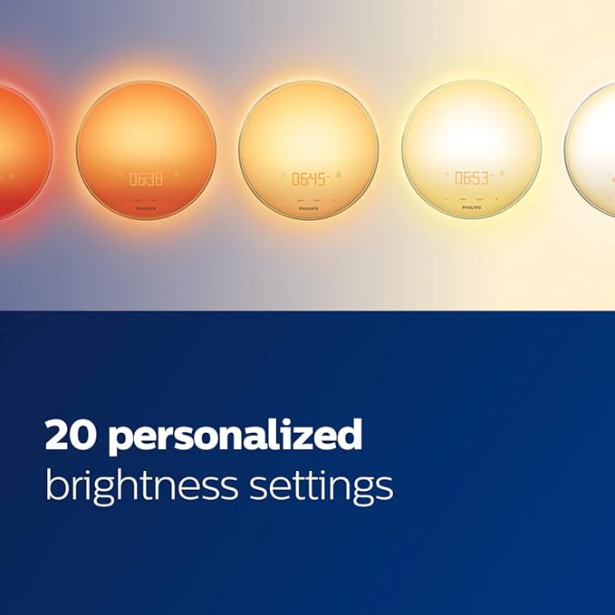 Philips SmartSleep Wake-up Light,Colored Sunrise and Sunset Simulation,5 Natural Sounds,FM Radio & Reading Lamp,Tap Snooze,HF3520/60,(Pack of 3)