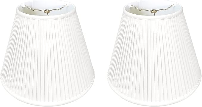 Royal Designs, Inc. Deep Empire Side Pleat Basic Lamp Shade, BS-728-14WH-2, White, 8 x 14 x 11, Set of 2