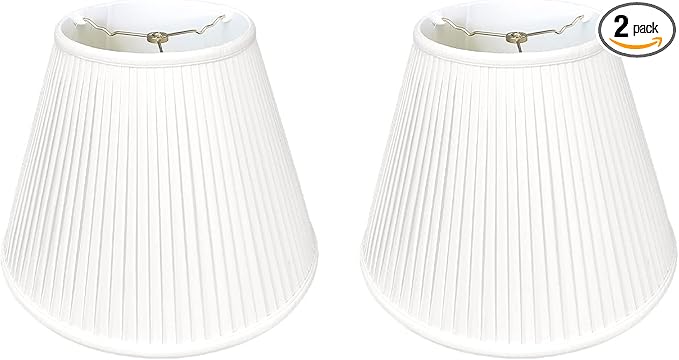 Royal Designs, Inc. Deep Empire Side Pleat Basic Lamp Shade, White, 9 x 16 x 12.25, BSO-728-16WH-2, Pack of 2…
