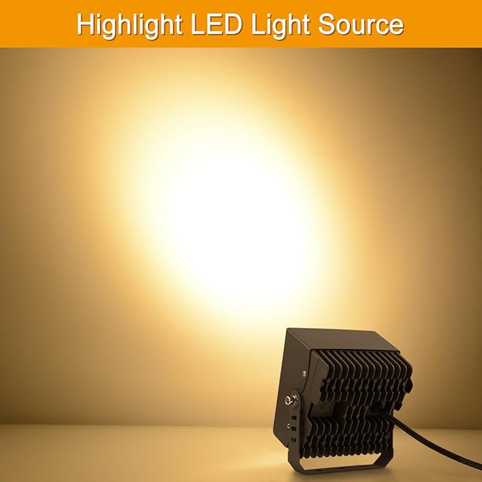 Led Landscape Outdoor Spot Light with Anti-Glare Cap - Heavy Duty Waterproof IP65 120V 270⁰ Adjustable Mount, 3000K Thickened Aluminum Spotlight for BLDG Yard Garden Tree (48 Watts)