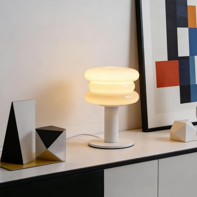 Hamburger Table Lamp for Bedroom,Mid Century Modern Yellow Lamp for Living Room,Bedside Warm Lamp,Unique Aesthetic Home Decor