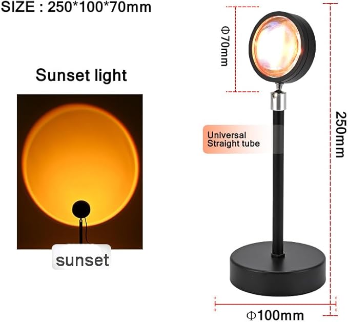 Sunset Projector Lamp,16 Color RGB LED Mood Light with Remote,360°Rotation,Dimmable,Sunset Background,Decorative Night Light for Live Streaming,Photography/Selfie/Party,Bedroom
