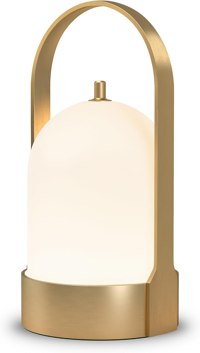 Tubicen Portable Lamp, Battery Operated Cordless Outdoor Table Lamps Rechargeable, 4-Level Touch Dimmable IP44 Shower Lamp, Night Light for Patio Camping Dining Room Bedroom (Brass, Waterproof)