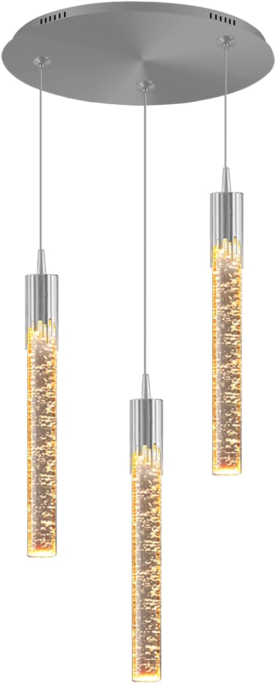 Flashing God 3 Light Pendants Light for Kitchen Island Dining Room Pendant Lighting Fixture Mini Crystal Chandelier Ceiling Hanging Lights for Bedroom Island Kitchen