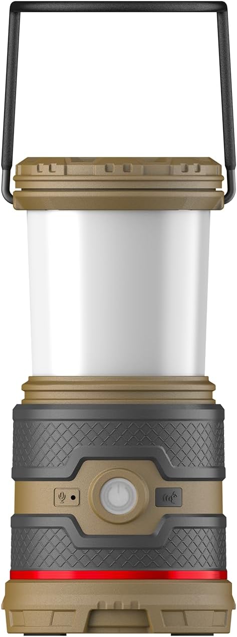Coast EAL35R 1000 Lumen Voice-Controlled LED Emergency & Camping Area Lantern with Warm, Cool White, Day, Red & Red Flashing Mode, Power Bank Functionality - Desert