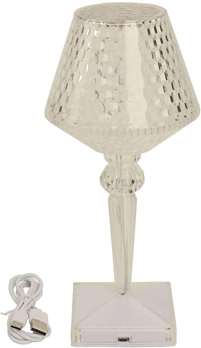 Efavormart 10" LED Acrylic Crystal Cup Shape Color Changing Cordless Table Lamp, Rechargeable Touch Control Accent Lamp