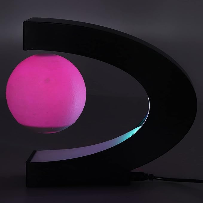 Floating Moon Night Light Lamp, Magnetic Levitation Desktop Light, Multicolor Changing ABS Floating Moon for Office, Home Desk Decoration