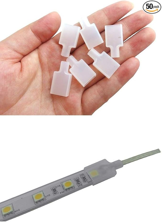 50 Pack Cable Cap with Sealant Use for 12mm/0.47in Width IP67/IP68 Waterproof led Strip Light