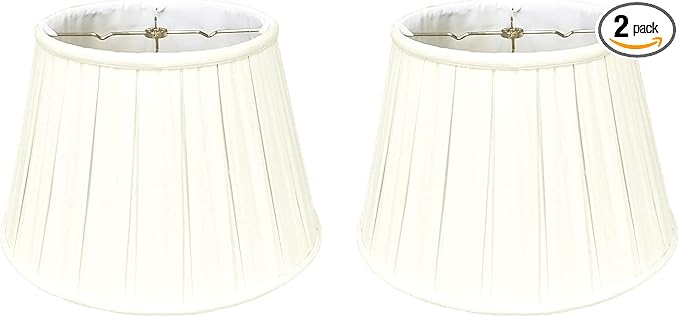 Royal Designs, Inc. Empire English Pleat Lamp Shade, BSO-724-16LNEG-2, 10.5 x 16 x 11, Linen Eggshell, Set of 2
