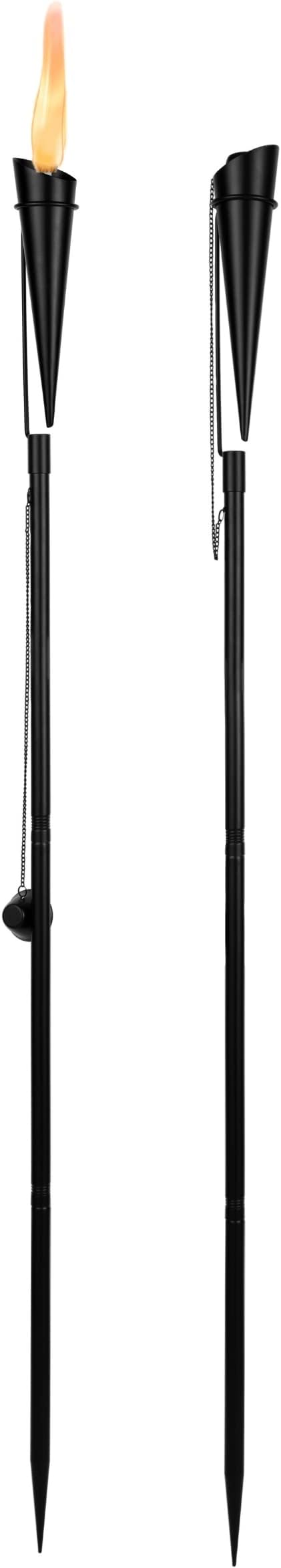 BIRDROCK HOME Ibiza Torches - Easy to Refill Citronella - Flame Light Torch - Backyard Outside Patio Lighting - Metal Lamp - Decorative Urban Lantern (2)