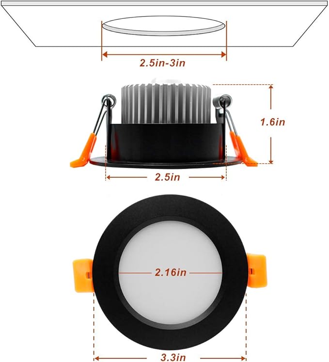 YGS-Tech 3 Inch LED Recessed Lighting, Dimmable Downlight 5W(40W Halogen Equivalent), CRI80, 2700K Ultra Warm White, Ceiling Light with LED Driver(1 Pack)