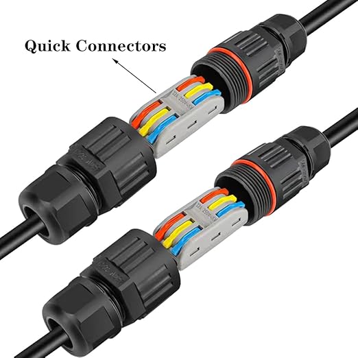 4Pcs 3-pin IP68 Outdoor Waterproof Junction Box Cable Connector/Quick Terminal (Waterproof up to 4 Meters), ferrous