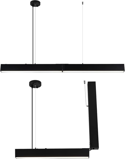 4FT 50w Led Linear Light, Fixture 0-10V Controlled Dimming 3000K 4000K 6000K Color Changing, Black Ceiling Shop Light, Suspended Office Lighting Fixture 2 Packs
