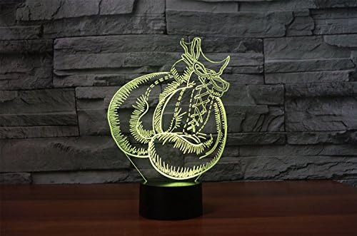 Boxing Glove 3D Illusion Night Light Touch Table Desk Lamp with Remote Control 16 Colors Optical USB LED Night Light for Kids Gift Room Decoration