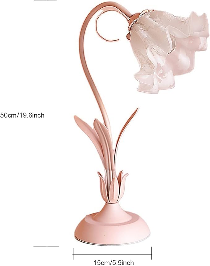 Flower Desk Lamp, Table Lamp LED Reading Light for Small Space Bedroom Home Office, Bedside Lamp with Soft Light, Applicable 5-10m² Area (Pink, 19.6" D x 5.9" H)