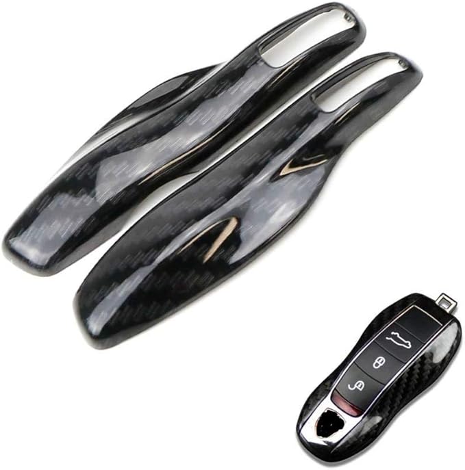 x xotic tech Carbon Fiber Style Smart Remote Key Fob Protector Cover Shell Case Holder Compatible with Porsche Boxster Cayenne Panamera Cayman Macan Carrera 911 991 918 Spyder(Fits 3 Button)