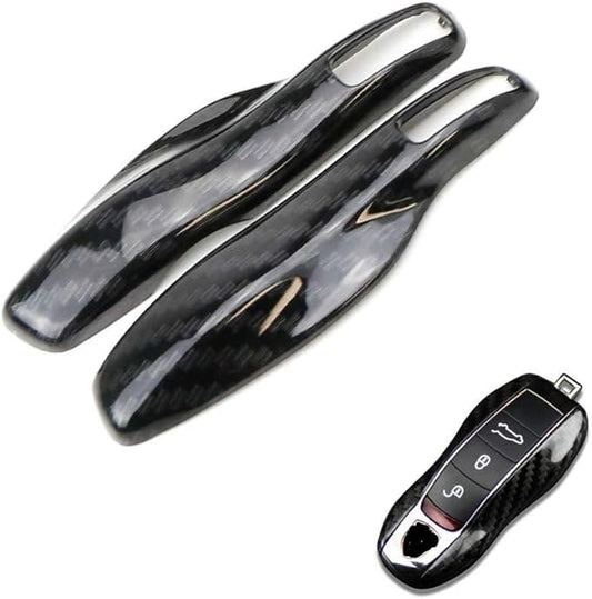 x xotic tech Carbon Fiber Style Smart Remote Key Fob Protector Cover Shell Case Holder Compatible with Porsche Boxster Cayenne Panamera Cayman Macan Carrera 911 991 918 Spyder(Fits 3 Button)