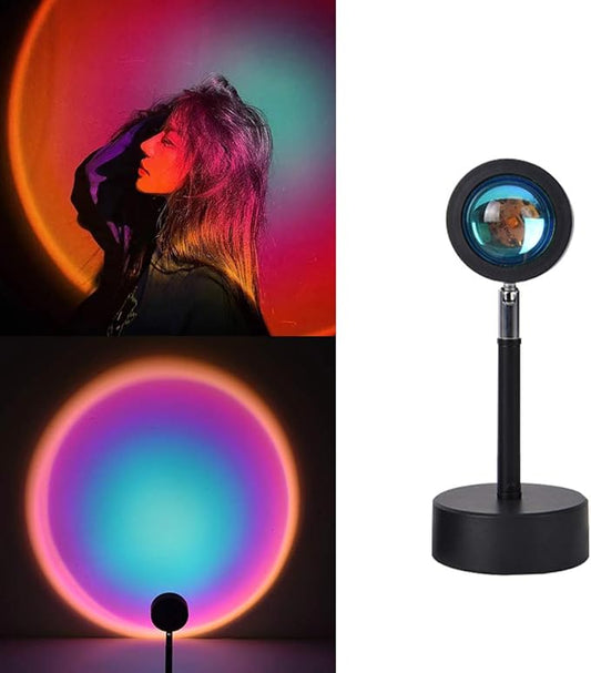 Eternal Sunset Projection LampRomantic Display in Party Bedroom Living Room, Sunset Projector for Living Room Bedroom Hotel Restaurant Decor Live Stream Ins Photography TikTop (Rainbow)