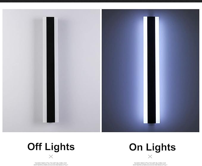 Outdoor Long Strip Modern LED Wall Lighting Fixture Lamps, Elegant Frosted White Acrylic, Black Aluminum Body IP65 Waterproof Anti Rust (Cold White, 48inch)