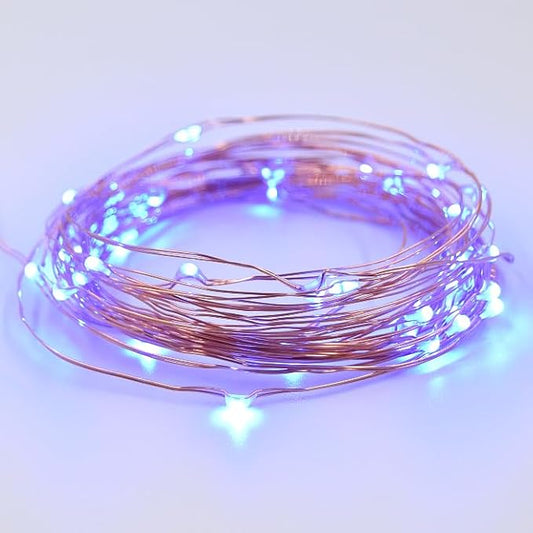 Hometown Evolution, Inc. Blue Battery Operated Fairy Lights - 16.5 Foot 50 Blue LED Fairy Lights on Copper Wire - Waterproof for Indoor and Outdoor Use