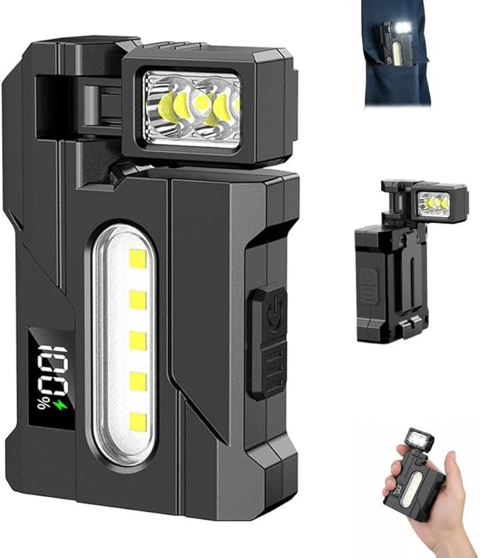 G5 EDC Flashlight 1200 Lumens,Super Bright Rechargeable Mini Light with 180° Rotatable Magnet,3 Modes EDC Flashlight,Portable Pocket Dual Light,Magnetic Keychain F-lashlight for Outdoor Emergencies