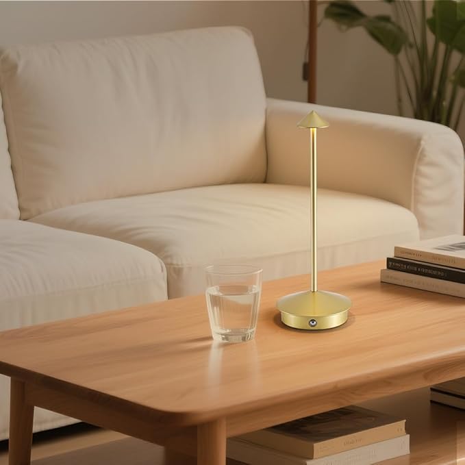 2 Pack Aluminum Cordless Table Lamp, 6000mAh Rechargeable Table Lamps, Portable Touch LED Lamp, Outdoor Waterproof Dimmable Cordless Rechargeable Table Lamps for Restaurant/Patio- Black (Jinse)