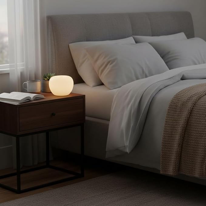 Marble Lamp Night Light Touch Bedside Table Lamp for Bedroom,Type-C Rechargeable Small Desk Bedside Small Lamps,Eye Caring Dimmable LED Ambient lamp (Apple（3.1 * 3.1 * 2.3in）)