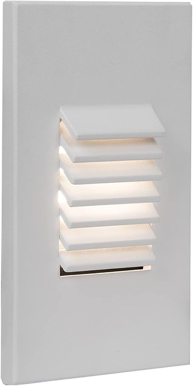 WAC Landscape Lighting, LED 12V Vertical Louvered Indoor or Outdoor Step and Wall Light Amber 1800K Built-in LED in White