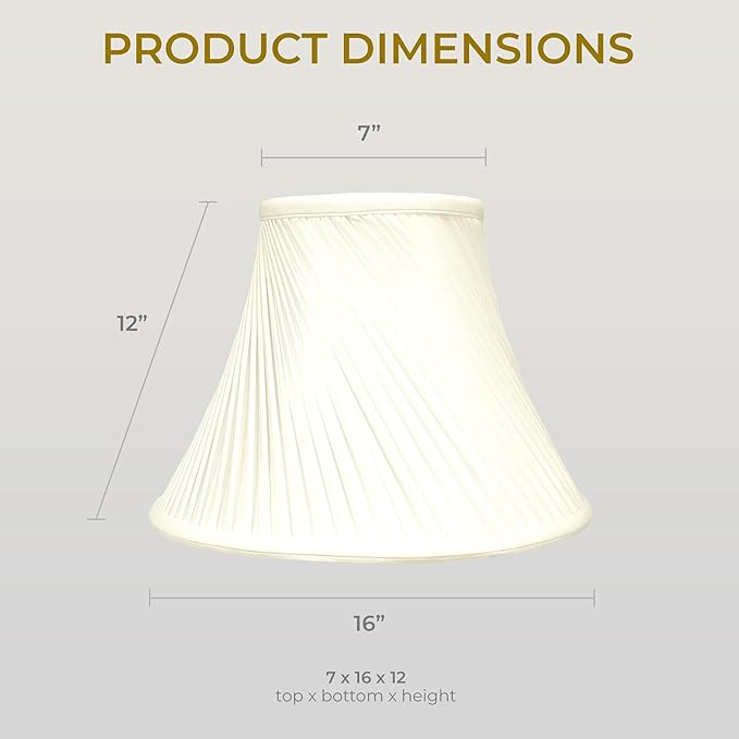 Royal Designs Twisted Pleat Basic Lamp Shade, Eggshell, 7" x 16" x 12, BS-717-16EG