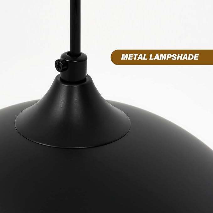 Modern Plug in Pulley Black and Brass Domed Pendant Light with 19.4ft Cord On/Off Switch, Retro Metal Barn Hanging Ceiling Lampshade for Farmhouse Kitchen Island Bedroom Hallway (2 Pack)