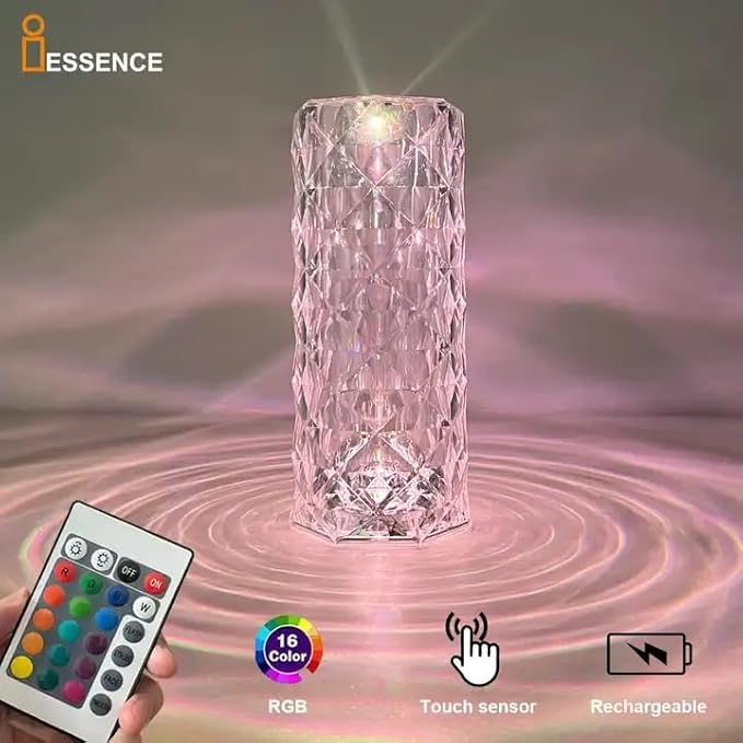 Rose Crystal Lamp RGB Color Changing Night Light Table Lamp,16 Colors &4 Modes Romantic Rose Diamond Home Decor Touch Crystal Table Lamp， USB Bedside Lamp for Bedroom Living Room for Kids