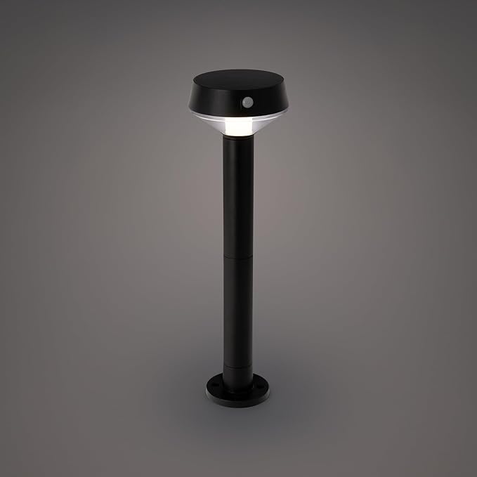 EcoPath Solar Collection LED Landscape Path Light or Fence Post Light with Linkable IR Motion Sensor and Daylight Sensor 80 Lumens 8 Hours on Full Charge 3000K in Black