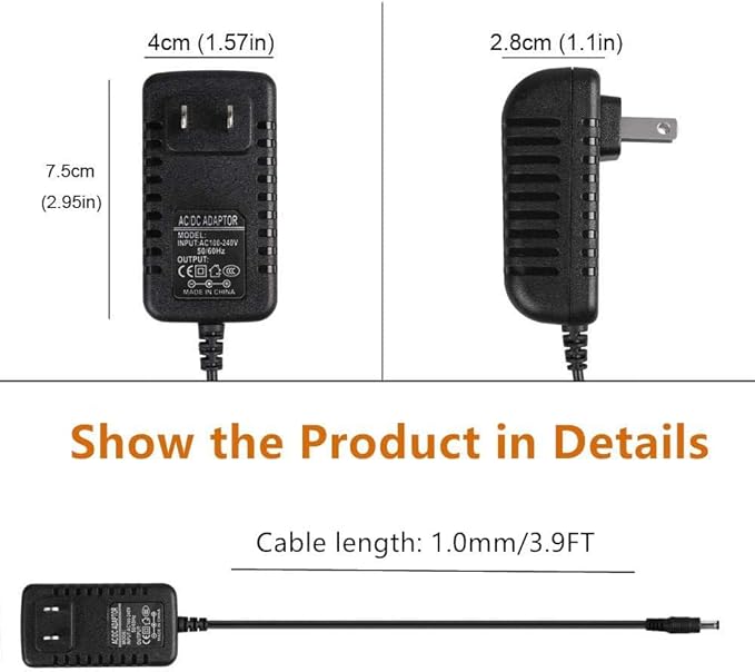 CJP-Geek 24V AC Adapter Charger Compatible with Govee H6078 RGBIC Floor Lamp LED Wi-Fi App Control Smart lamp Power Supply Cord Mains PSU