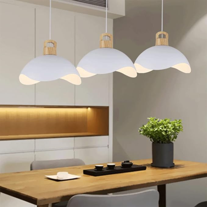 RCIDOS Personalized Pendant Lights Modern Simplicity Hanging Lamp Scandinavian Macaron Lighting Fixture Creative Suspensiom Lamp Wood Art for Kitchen Island Dining Room Over Sink, 40cm, Dark