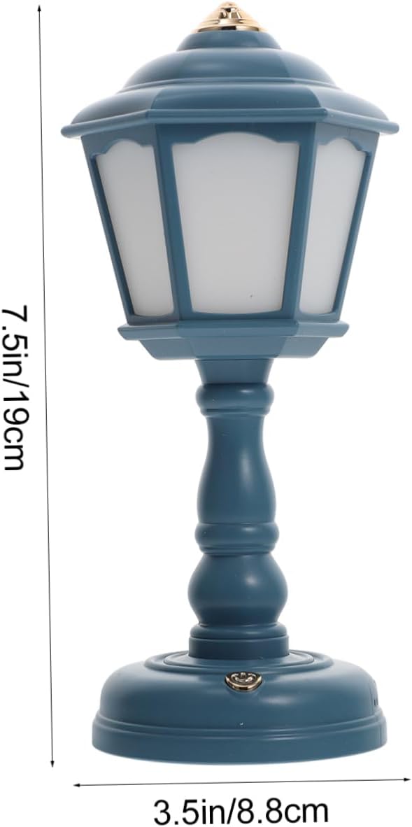 Veemoon Vintage USB Rechargeable Bedside Table Lamp Level Dimmable Mini Night Light with European Retro Design Compact Creative Bedroom Decor for Home and Dormitory Blue
