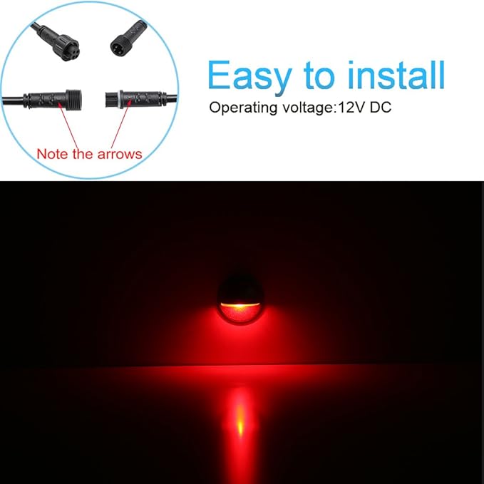 FVTLED Low Voltage LED Step Lights, 10pcs RGB LED Landscape Stair Lights Outdoor Deck Lighting WiFi Controller Φ1.97 Recessed Lights, Compatible with Alexa Google Home