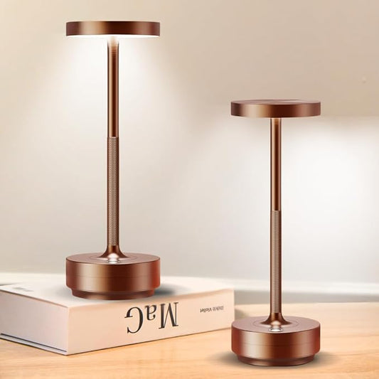 2-Pack Cordless Table Lamp Rechargeable, 5000mAh Battery Operated LED, Touch 3-Color Stepless Dimming, IP54 Waterproof Wireless Lamp for Bedroom Dining Restaurant Patio Outdoor – Coffee