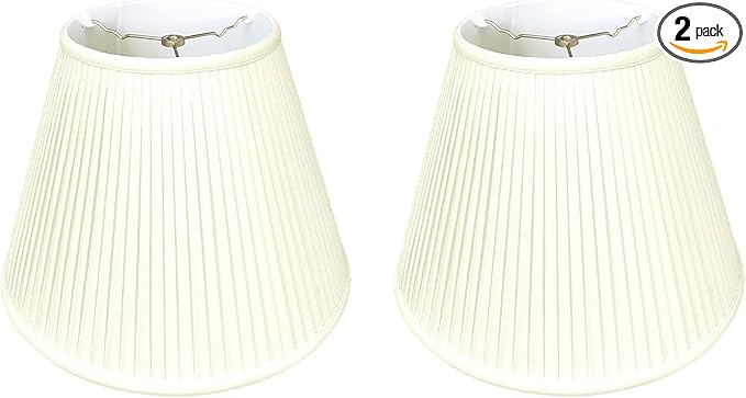 Royal Designs, Inc. Deep Empire Side Pleat Basic Lamp Shade, Eggshell, 9 x 18 x 14, BSO-728-18EG-2, Pack of 2