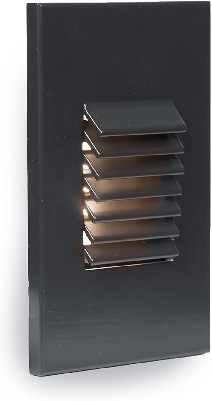 WAC Landscape Lighting, LED 12V Vertical Louvered Indoor or Outdoor Step and Wall Light 3000K Warm Built-in LED in Black