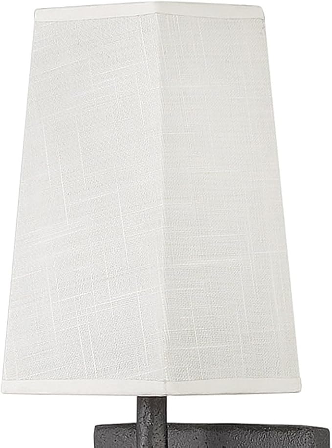 Hinkley Tress Large Single Light Wall Sconce - Hammered Details, Off-White Textured Shade - Forged Iron