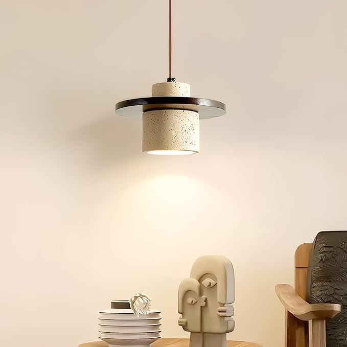 Japanese Style Wabi Sabi Pendant Light Nordic Marble Chandeliers Natural Stone Shade Simple Hanging Light Fixture for Dining Room Bedside Kitchen Island Hallway