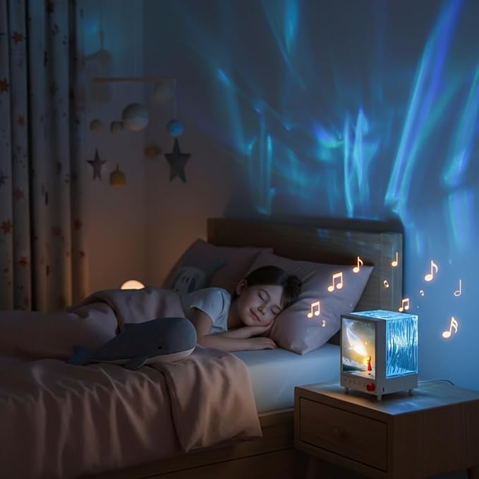 Northern Lights Projector Bluetooth: Ocean Wave Projector Light with Bluetooth Speaker Night lamp Color Changing for Teens Kids Adults Bedroom & Living Room Relaxation & Party Decor