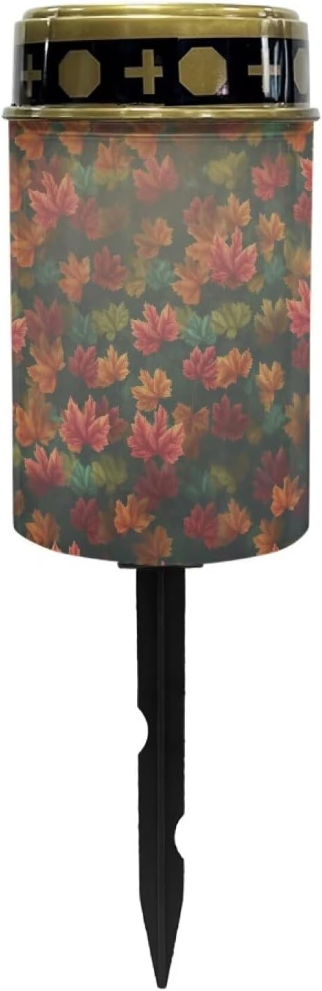 Fall Maple Leaf Light for Prayer Cemetery Solar Lights for Grave Cemetery Candle Lamp Garden Cemetery Thanksgiving Day Decorations