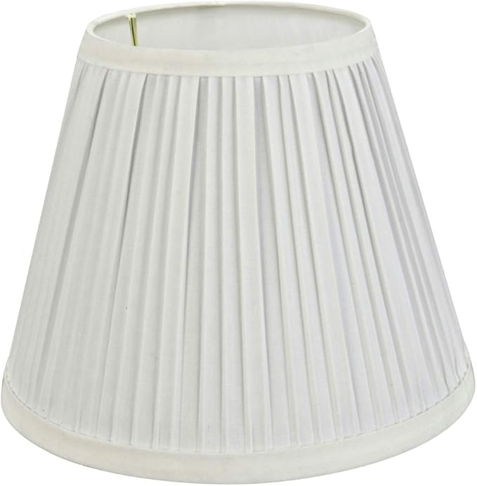 Aspen Creative 59151A Pleated Empire Uno Lamp Shade in White, 4.5" Top x 8" Bottom x 6.5" Slant Height, Slip UNO 33mm