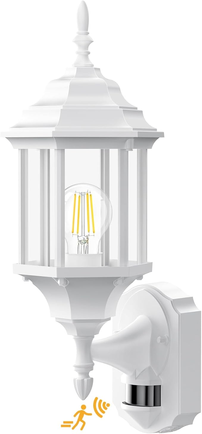 Redluck Motion Sensor Outdoor Lights, 16 inch Dusk to Dawn Outside Porch Lights, Waterproof Anti-Rust Aluminum Outdoor Wall Lights Exterior Lighting Fixtures for House, Garage, Front Door, White