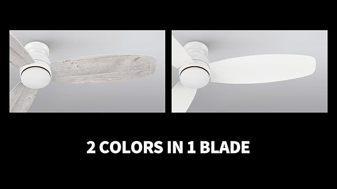 Carro 60 Inches White Ceiling Fan with Light Flush Mount, DC 10 Speeds Silent Ceiling Fan with Remote, 3 Dual Finish Blades, 3 Light Colors Dimmable, for Living Room, Bedroom