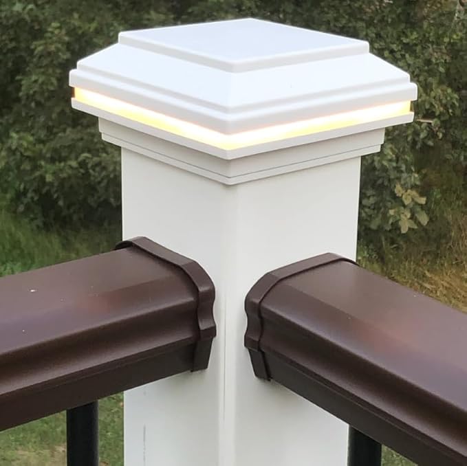 Tru-Scapes® 4.5” Composite LED Low Voltage Deck Post Cap Light (ONLY fits a Trex Transcend Post) (White) (NOT Solar) - Works with Trex LightHub Plug N Play System