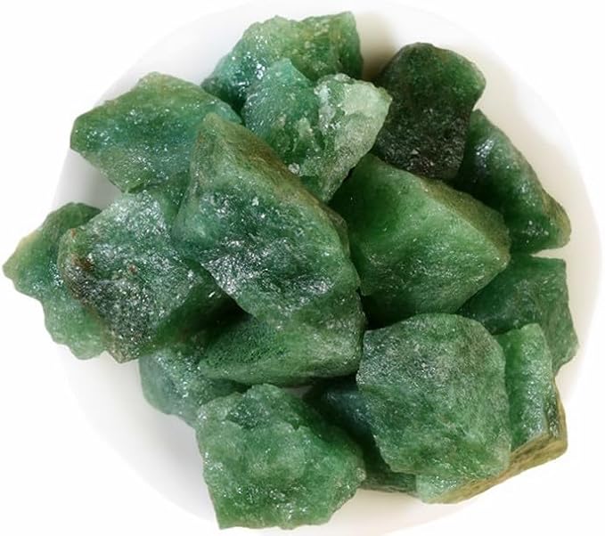 Zenkeeper 1Lb Green Strawberry Crystal Rocks Raw Stones for Tumbling, Green Strawberry Crystals Bulk Rough Gemstone for Jewelry Making, Healing, Meditation, Sculpture