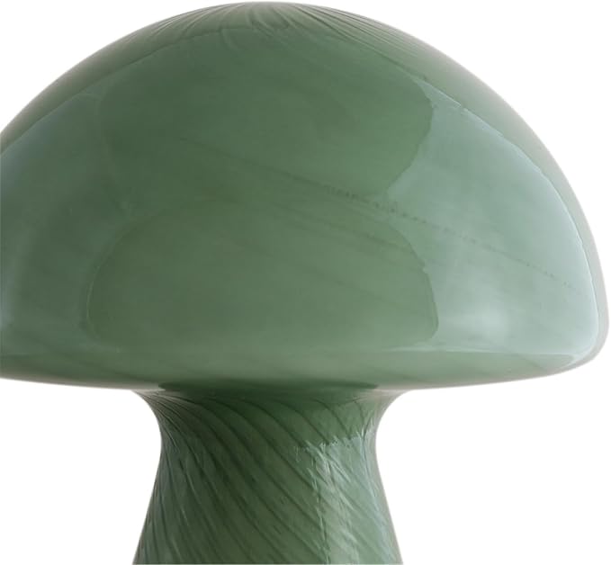 Urban Lifestyle 12" Green Striped Glass Mushroom Lamp, Modern Retro Table Lamp for Bedroom, Living Room, or Office Décor